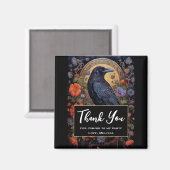 Black Raven met bloemen Gothic Design Dank u Magneet (Voorkant / Achterkant)