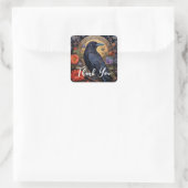 Black Raven met bloemen Gothic Design Dank u Vierkante Sticker (Tas)