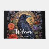 Black Raven met Bloemen Gothic Design Welkom Deurmat (Voorkant)