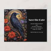 Black Raven met bloemen Gothic Save the Date Uitnodiging Briefkaart (Voorkant)