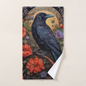 Black Raven met bloemen Gotisch ontwerp Bad Handdoek (Handdoek)