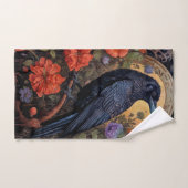 Black Raven met bloemen Gotisch ontwerp Bad Handdoek (Handdoek)