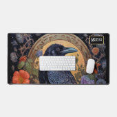 Black Raven met bloemen Gotisch ontwerp Bureaumat (Keyboard & Muis)