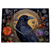 Black Raven met bloemen Gotisch ontwerp Groot Cadeauzakje (Voorkant)