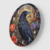 Black Raven met bloemen Gotisch ontwerp Grote Klok (Hoek)