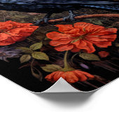 Black Raven met bloemen Gotisch ontwerp Poster (Hoek)