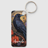 Black Raven met bloemen Gotisch ontwerp Sleutelhanger (Achterkant)