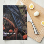 Black Raven met bloemen Gotisch ontwerp Theedoek (Quarter Fold)