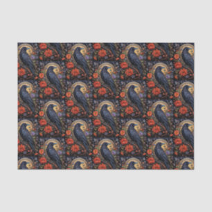Black Raven met bloemen Gotisch ontwerp Tissuepapier