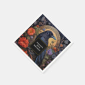 Black Raven met Bloemen Gotisch Ontwerp Verjaardag Servet (Hoek)