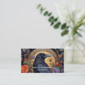 Black Raven met bloemen Gotisch ontwerp Visitekaartje (Staand voorkant)