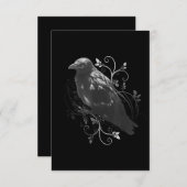 Black Raven met Filigree Leaves Odin Vikings Dark RSVP Kaartje (Voorkant / Achterkant)