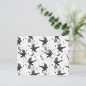 Black Raven, Moon and Wild Planten Witchcraft Briefkaart (Staand voorkant)