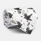 Black Raven, Moon and Wild Planten Witchcraft Stropdas (Opgerold)