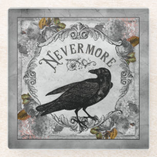 Black Raven Nevermore Halloween Glazen Onderzetter