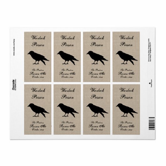 Black Raven on Burlap beer Label (Full Sheet)