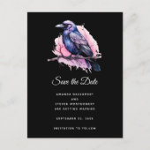 Black Raven op een Branch Illustratie bruiloft Aankondigingskaart (Voorkant)