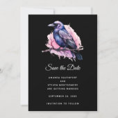 Black Raven op een Branch Illustratie bruiloft Save The Date (Voorkant)