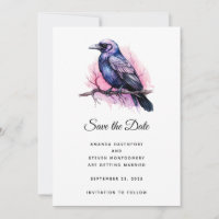 Black Raven op een Branch Illustratie bruiloft