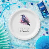 Black Raven op een Branch Illustratie Verjaardag Papieren Bordje (Feest)