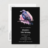 Black Raven op een Branch Illustratie Verjaardag Uitnodiging Briefkaart (Voorkant / Achterkant)