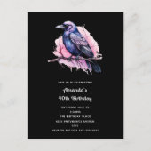 Black Raven op een Branch Illustratie Verjaardag Uitnodiging Briefkaart (Voorkant)