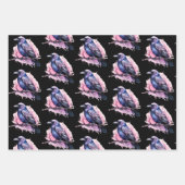 Black Raven op een Branch Pattern Inpakpapier Vel (Voorkant)