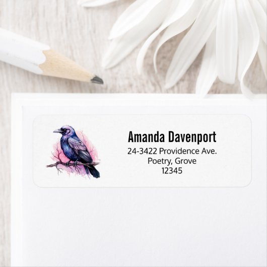 Black Raven op een filiaal Illustratie Adres Etiket (Insitu)