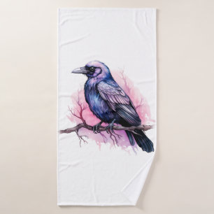 Black Raven op een tak Bad Handdoek