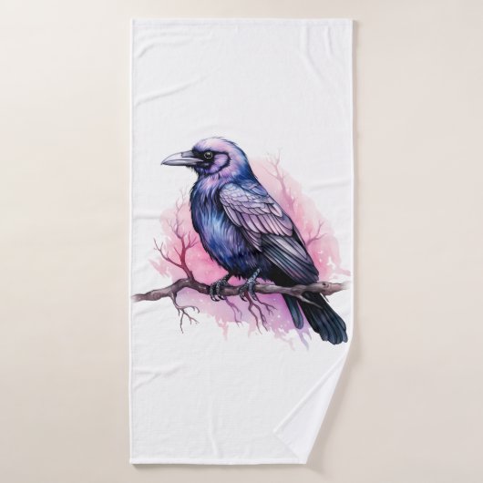 Black Raven op een tak Bad Handdoek (Badhanddoek)