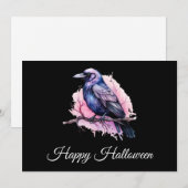Black Raven op een tak Illustratie Halloween Bedankkaart (Voorkant / Achterkant)