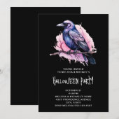 Black Raven op een tak Illustratie Halloween Kaart (Voorkant / Achterkant)