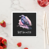 Black Raven op een tak Illustratie Halloween Servet (Insitu)
