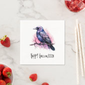 Black Raven op een tak Illustratie Halloween Servet (Insitu)