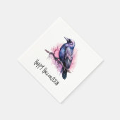 Black Raven op een tak Illustratie Halloween Servet (Hoek)