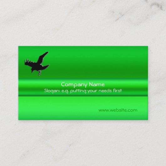 Black Raven op groen metaaleffect Visitekaartje (Voorkant)