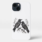 Black Raven Pair in Quilling style design iPhone Hoesje (Achterkant)