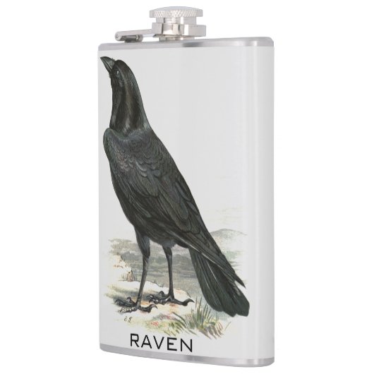 Black Raven Personalize Name Flask Heupfles (Links)