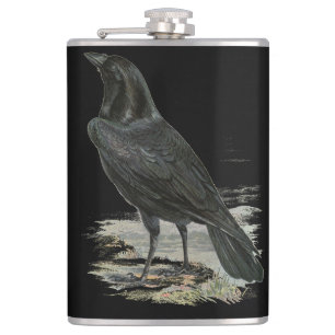 Black Raven Personalize Name Flask Heupfles