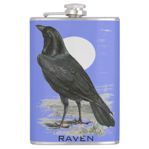 Black Raven Personalize Name Flask Heupfles