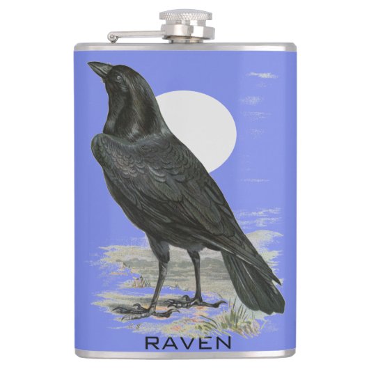 Black Raven Personalize Name Flask Heupfles (Voorkant)
