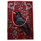 Black Raven Red Floral William Morris Inspired Medium Cadeauzakje (Voorkant)