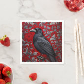 Black Raven Red Floral William Morris Inspired Servet (Insitu)