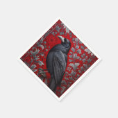 Black Raven Red Floral William Morris Inspired Servet (Hoek)