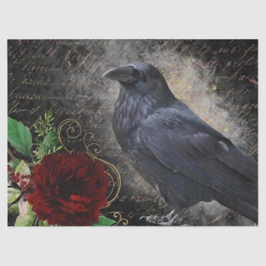 Black Raven Roos Whimsical Tissuepapier (Voorkant)