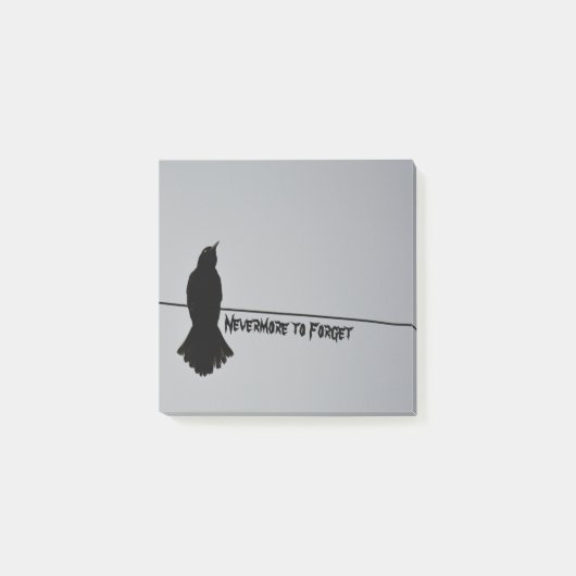 Black Raven Silhouette op Grey Post-it® Notes (Voorkant)