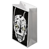 Black Raven Skeleton Skull Gift Bag Klein Cadeauzakje (Voorkant Gekanteld)