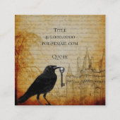 Black Raven Skull Skeleton Key Castle Achtergrond Vierkante Visitekaartje (Achterkant)
