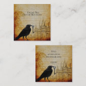 Black Raven Skull Skeleton Key Castle Achtergrond Vierkante Visitekaartje (Voorkant / Achterkant)