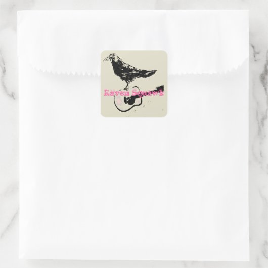 Black Raven Squawk Vierkante Sticker (Tas)